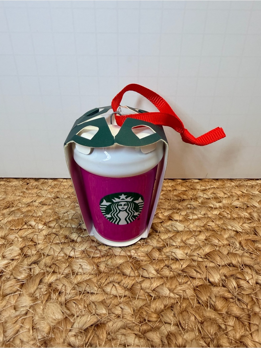 Starbucks 2021 Ceramic Pink Cup Ornament with tag